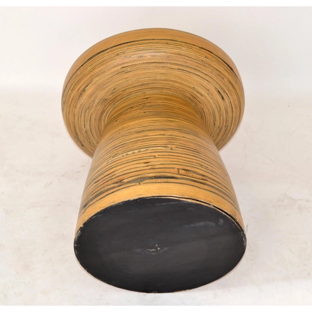 Vintage Bohemian Blonde Pressed Bamboo Mushroom Shaped Stool Mid-Century Modern For Sale - Image 10 of 13