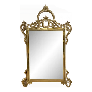 1940s Solid Brass French Rococo Wall Mirror