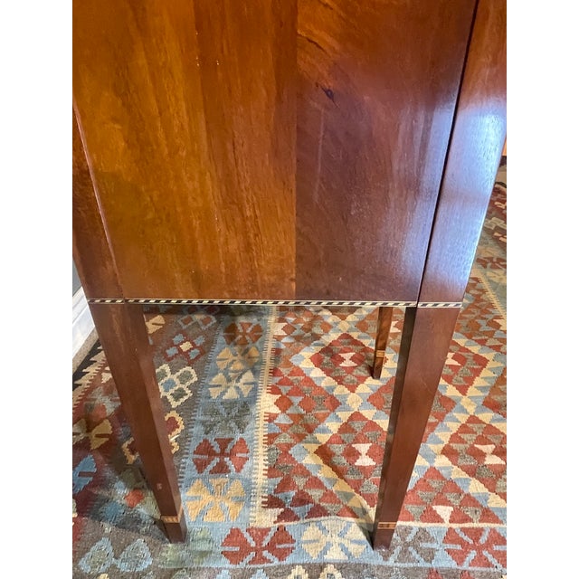 1990s 1990s Stickley Federal Style Featuring a Bowfront Design Crafted From Mahogany Solids, Book-Matched Mahogany Veneer, and Satinwood Bellflower Inlays. For Sale - Image 5 of 12