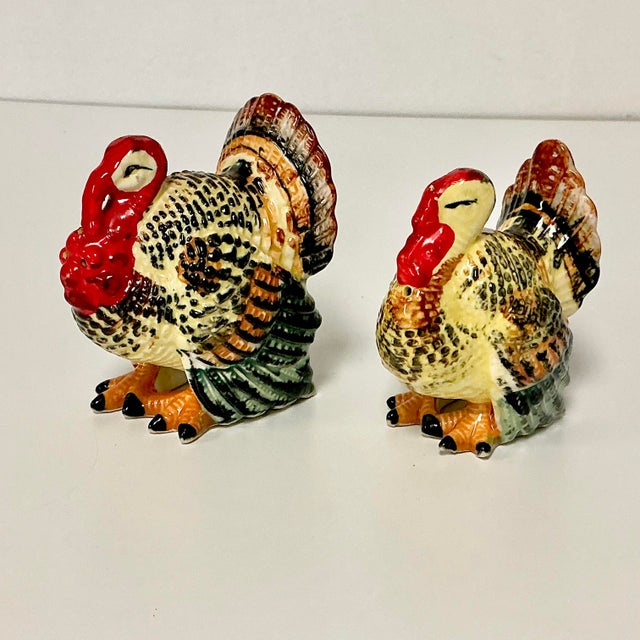 1940s Boho Chic Americana Farmhouse Turkey Salt & Pepper Shakers - A Pair, Thanksgiving For Sale - Image 12 of 14