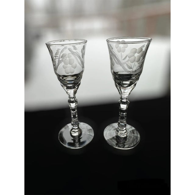 1930s Vintage Crystal Hand Cut Rock Sharpe Cordials- Set of 2 For Sale - Image 5 of 7