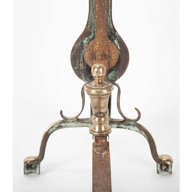 Early 19th Century Pair of English Regency Etched Brass Andirons For Sale - Image 5 of 7