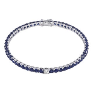 Natural 18k Gold Sapphire 2.74ct & Diamond 0.45ct Bracelet For Sale