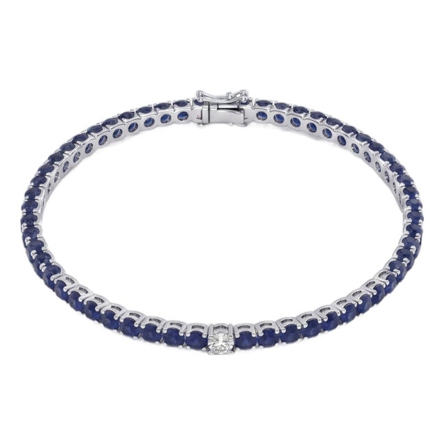 Natural 18k Gold Sapphire 2.74ct & Diamond 0.45ct Bracelet For Sale