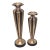 Late 20th Century Candlesticks Holders 2pc Set Black Gold Pillar Candle Stands 19" For Sale