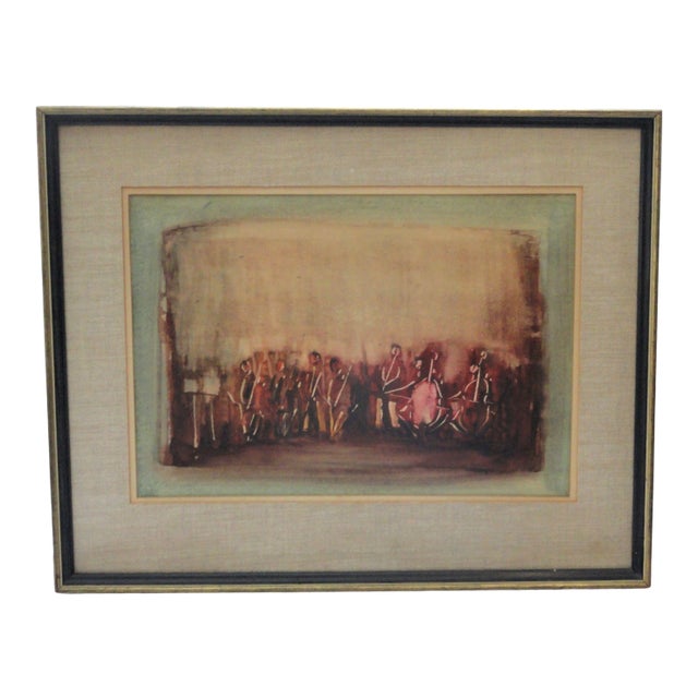 1960s "Israeli Orchestra" Abstract Watercolor Painting by Joseph Kossonogi, Framed For Sale