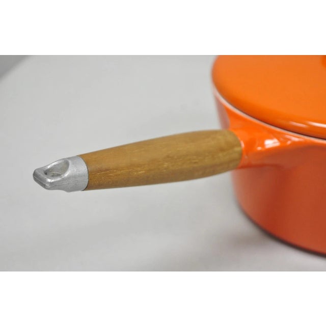 Late 20th Century Mid Century Modern Copco Michael Lax Orange Enameled Cast Iron Saucepan Denmark W / Lid For Sale In Philadelphia - Image 6 of 14