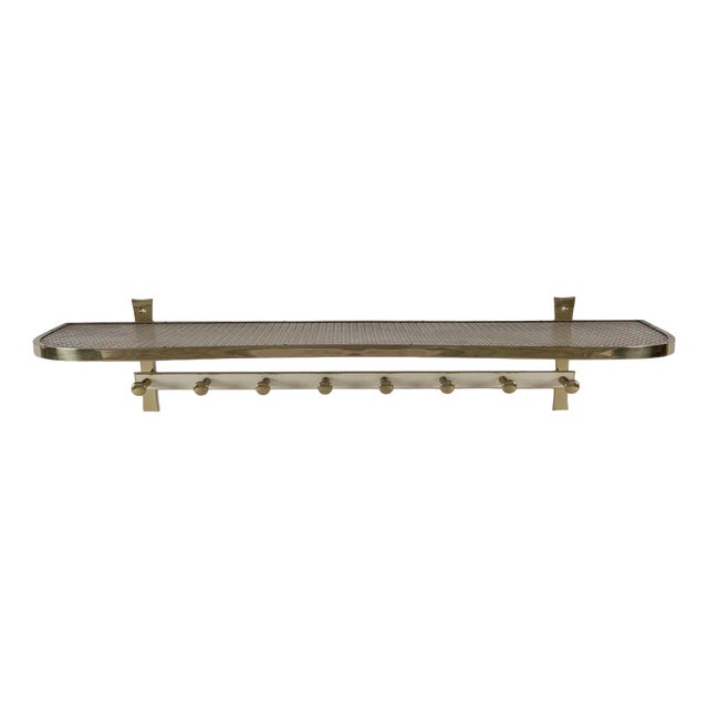 Mid-Century Modern Brass and Perforated Metal Coat Rack, Italy, 1950s For Sale