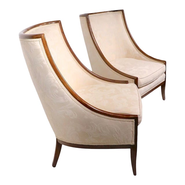 Mid 20th Century Pr. High Style High Back Gondola Scoop Chairs For Sale