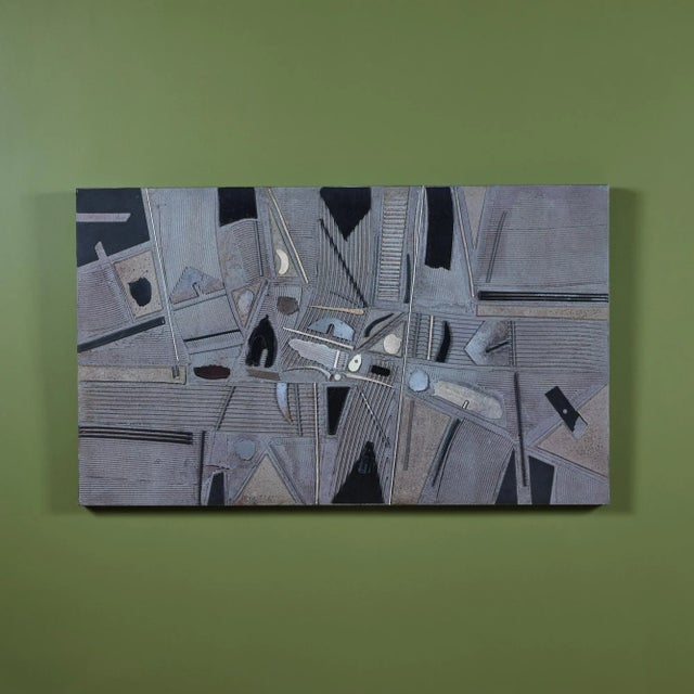 Acrylic Relief Painting by Paul Maxwell "Ridgemont" 1985, USA. Dimensions 60" width x 36" height. Condition Good vintage...