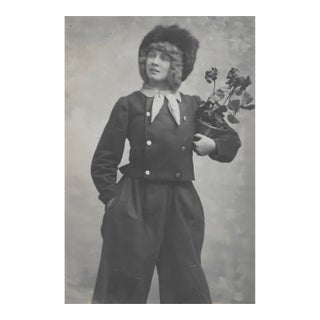 Antique Lady and Geranium Photograph For Sale