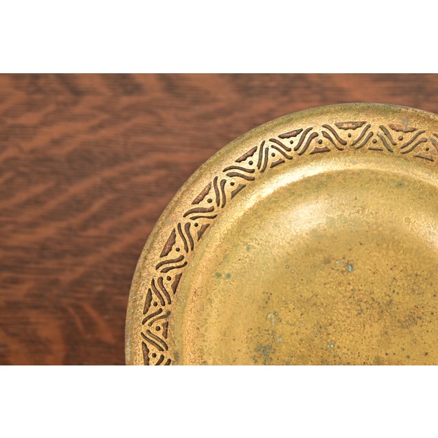 Tiffany Studios New York Bronze Doré Pedestal Bowl or Compote Dish With Bellflower Motif For Sale In South Bend - Image 6 of 11