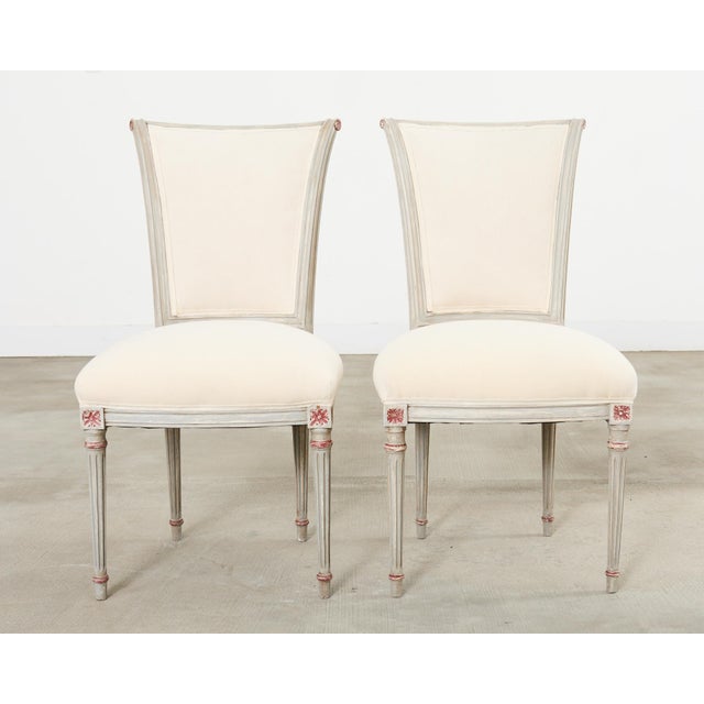 Mid 20th Century Set of Twelve Louis XVI Gustavian Style Painted Dining Chairs For Sale - Image 5 of 18