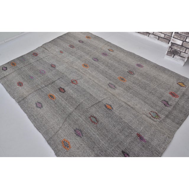 Textile Organic Vintage Home Liivng Kilim Rug For Sale - Image 7 of 10