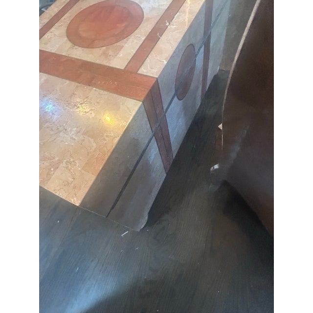 Vintage Tessellated Marble Coffer With Brass Inlay For Sale - Image 4 of 7