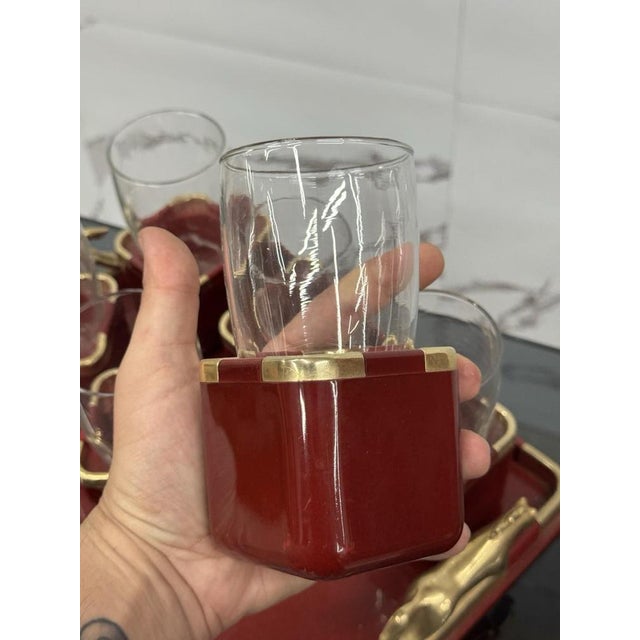 Hollywood Regency Glasses and Tray Set by Hans Turnwald, 1970s, Set of 7 For Sale - Image 10 of 11
