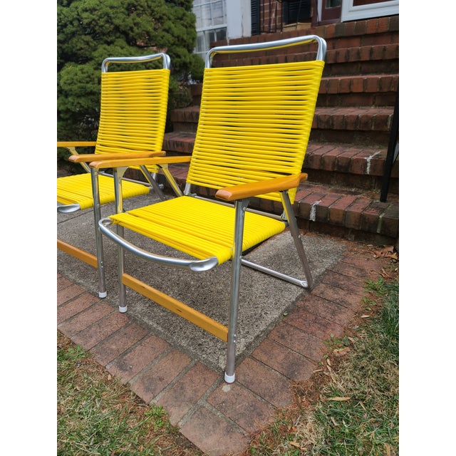 1960s 1960s Yellow Telescope Tube Furniture Company Outdoor Chairs - Set of 2 For Sale - Image 5 of 12