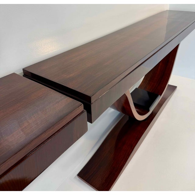 French Art Deco Consoles with Sculptural Curved Bases, 1940s, Set of 2 For Sale - Image 10 of 12