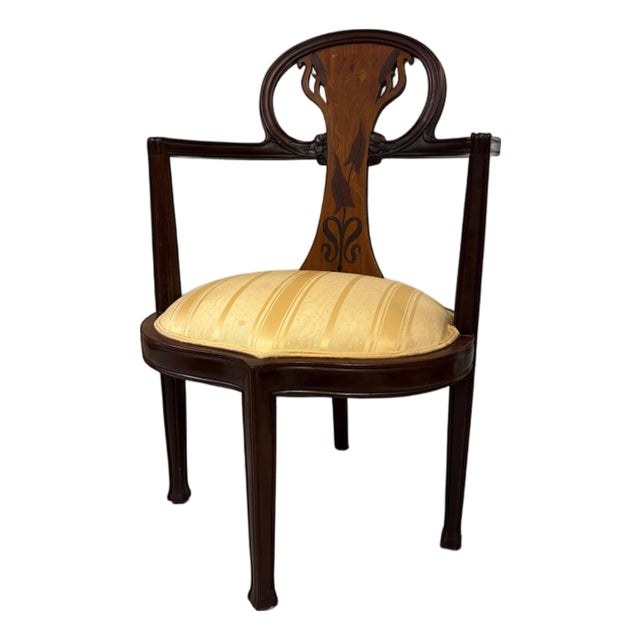An Art Nouveau Wood Inlaid Chair For Sale