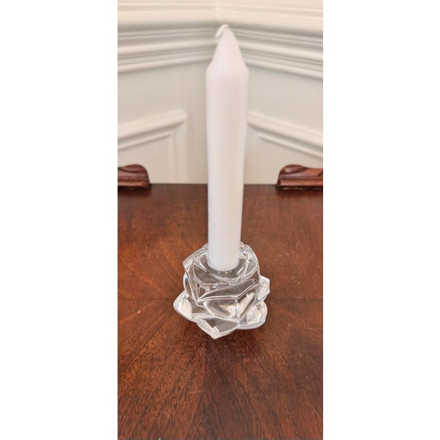 1970s Vintage Gorham Rose Petal Full Lead Crystal Candlestick, West Germany-Original Box For Sale - Image 5 of 12