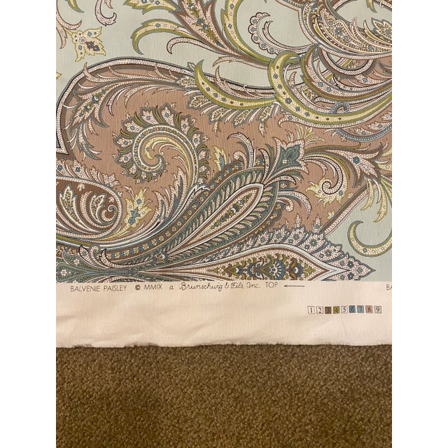 2000 - 2009 Brunchwig & Fils Balvenie Paisley Fabric in Aqua & Taupe - 6+ Yards For Sale - Image 5 of 6