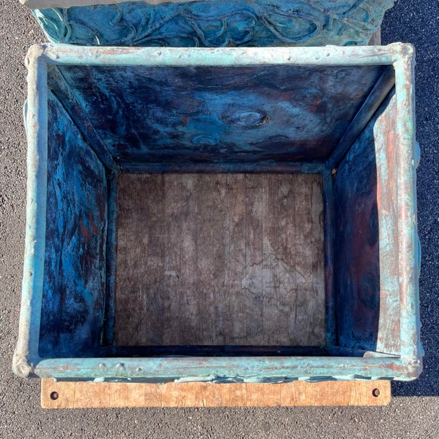 Late 20th Century Sculpted Verdigris Copper and Concrete Side Tables - A Pair For Sale In Chicago - Image 6 of 6