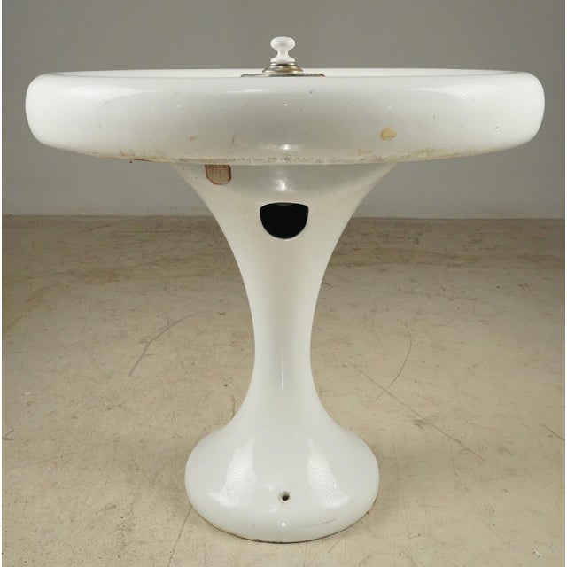 Reclaimed Art Deco Enameled Cast Iron Pedestal Sink For Sale - Image 10 of 11