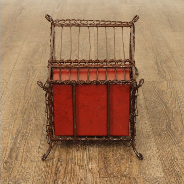 Vintage Wrought Iron Umbrella Stand with Red Liner For Sale - Image 16 of 18