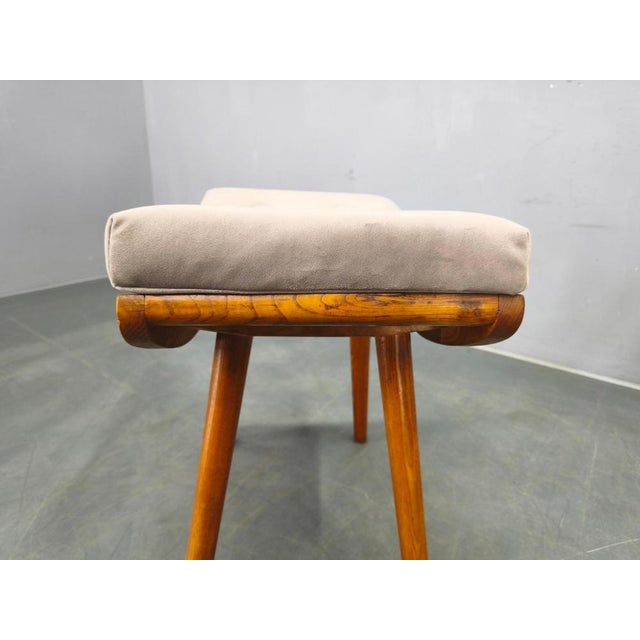 Mid-Century Maple Ottomans with Curved Frames, 1960s, Set of 2 For Sale - Image 8 of 13