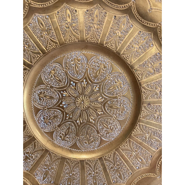 Vintage Moroccan Brass Ornate Decorative Wall Plate For Sale - Image 9 of 9