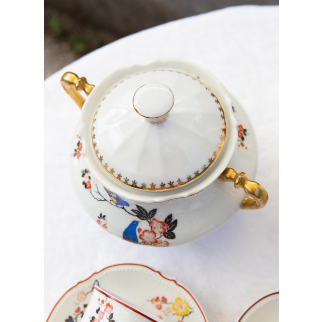 Antique Coffee Set by Malaveix and Granger for Limoges Porcelain, 1920, Set of 16 For Sale - Image 11 of 12