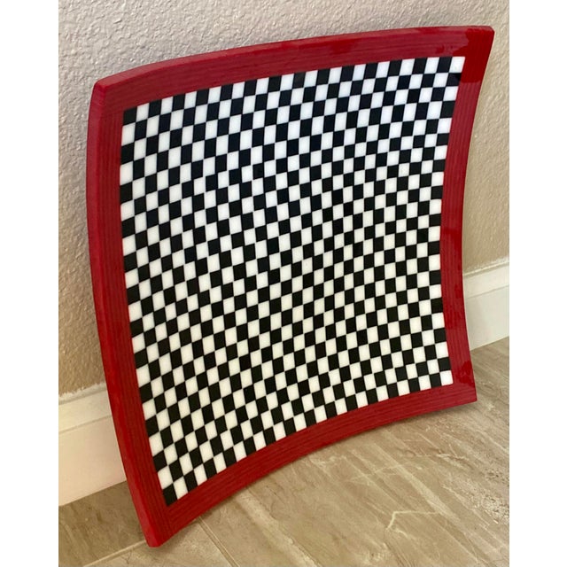 2000 - 2009 Postmodern Memphis Style Fused Art Glass Checkered Platter - Signed Rw For Sale - Image 5 of 5
