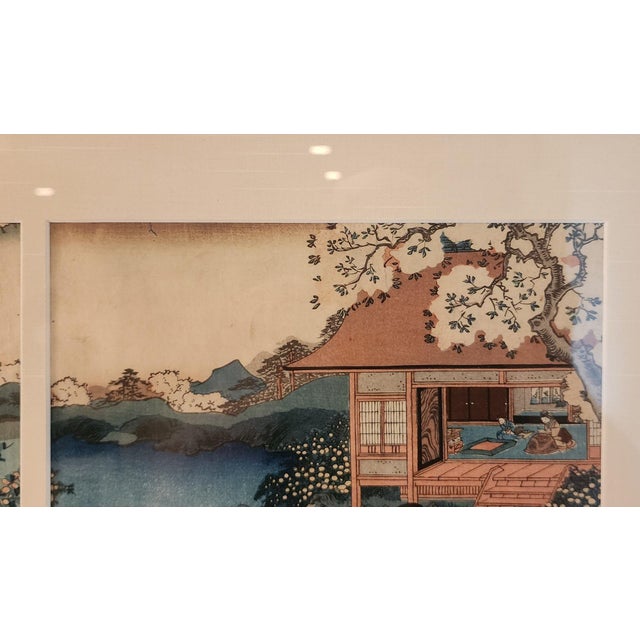Wood 19th Century Custom Framed Utagawa Kunisada Wood Block Print For Sale - Image 7 of 11