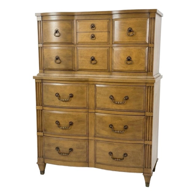 Vintage French Provincial Mahogany High Boy Chest of Drawers / Dresser For Sale