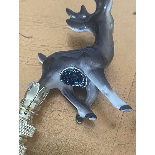 Japanese 1950s Super Cute Pair Bambi Deer Couple Lamp Finials For Sale - Image 3 of 4