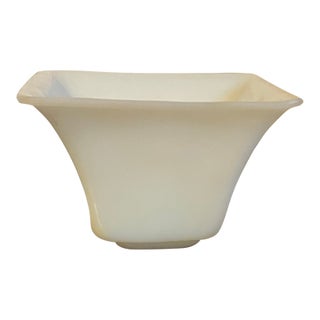Antique 19th Century Chinese White Peking Glass Square Libation Cup For Sale