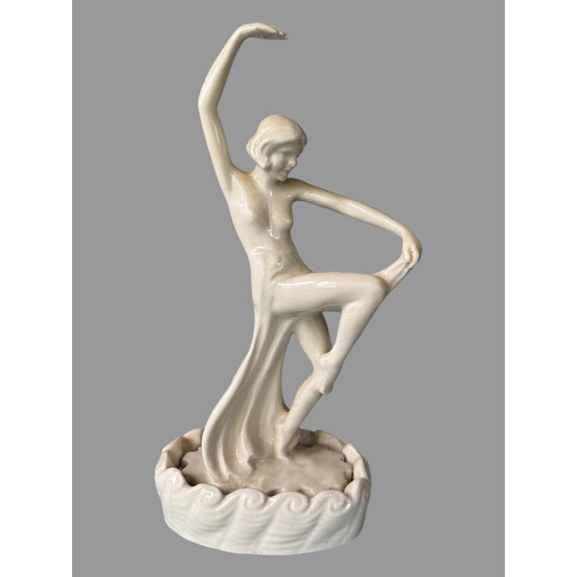 Vintage Figural Art Nouveau Deco Cowan Art Pottery Flower Frog For Sale - Image 4 of 5