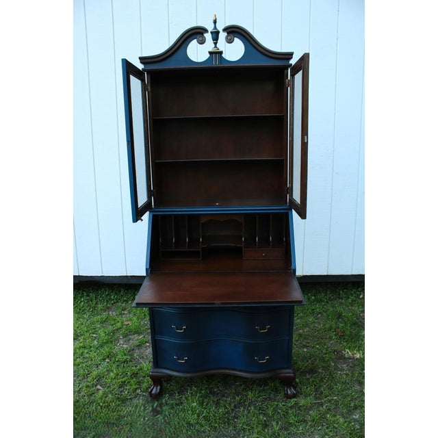 English 1920s Antique Secretary Desk Hutch For Sale - Image 3 of 8