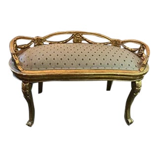Early 20th Century Vintage Upholstered Giltwood Louis IV Style Bench For Sale