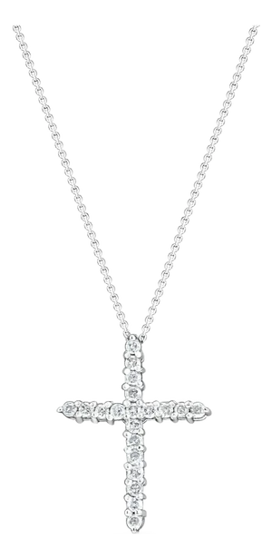One Carat Diamond Cross Necklace 10k Gold 16"
