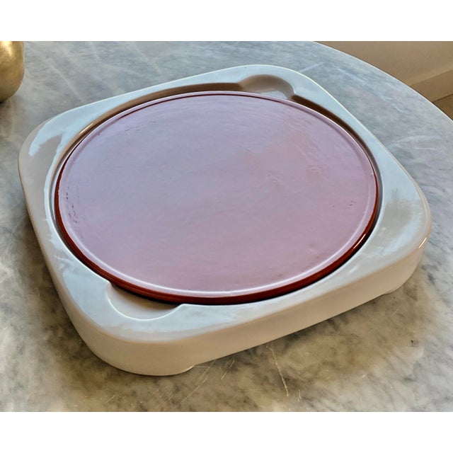 Chilled food serving dish/plate/tray, designed by Michael Graves. Set includes white, glazed porcelain base, new, never...