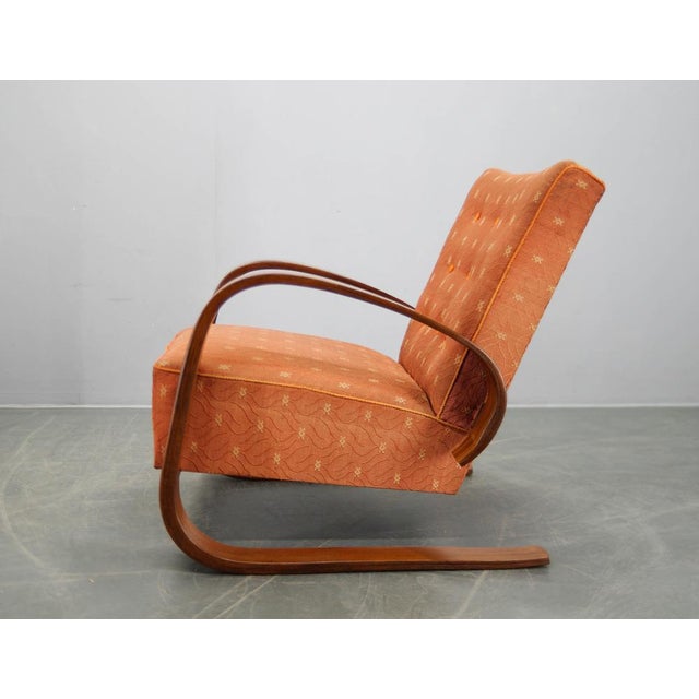 Brown Tank Armchair in Laminated Bentwood attributed to Miroslav Navratil, 1930s For Sale - Image 8 of 15