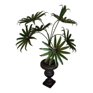 Vintage Hollywood Regency Palm Beach Metal Tole Palm Tree Planter For Sale