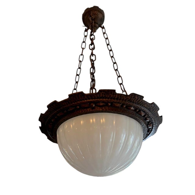 A fabulous dome chandelier from the early 20th century. Great over a dining room table, in a bedroom, bathroom or any room...