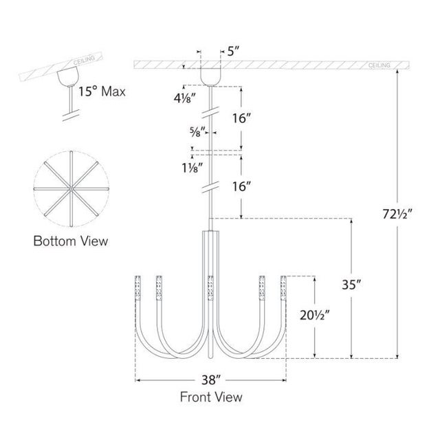 Modern Kelly Wearstler for Visual Comfort Signature Rousseau Medium Chandelier in Polished Nickel with Etched Crystal For Sale - Image 3 of 3