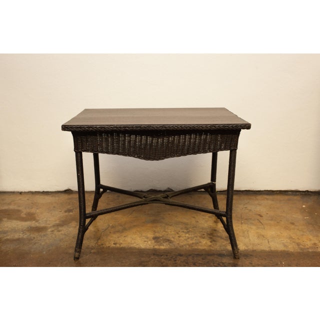 20th Century Boho Chic Wicker Library Table Chairish