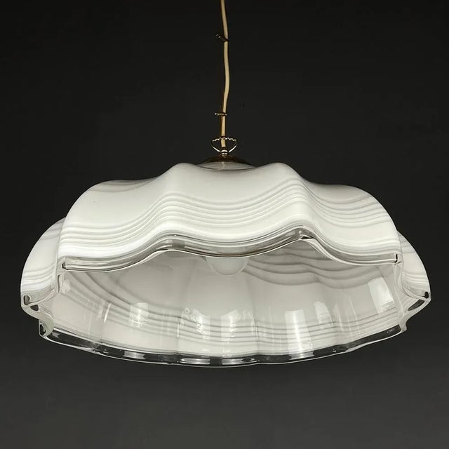 Vintage Italian Pendant Lamp in Swirl Murano Glass, 1970s For Sale - Image 7 of 13