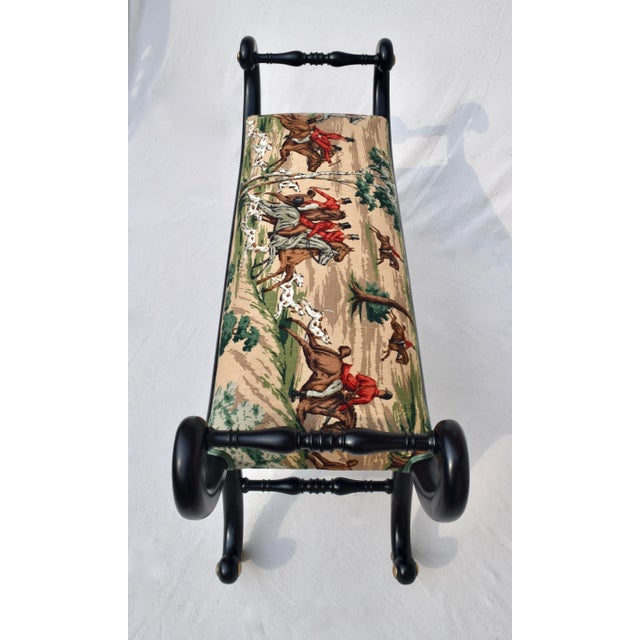 Late 20th Century English Regency Curule Form Bench Fox Hunting Theme For Sale - Image 12 of 13