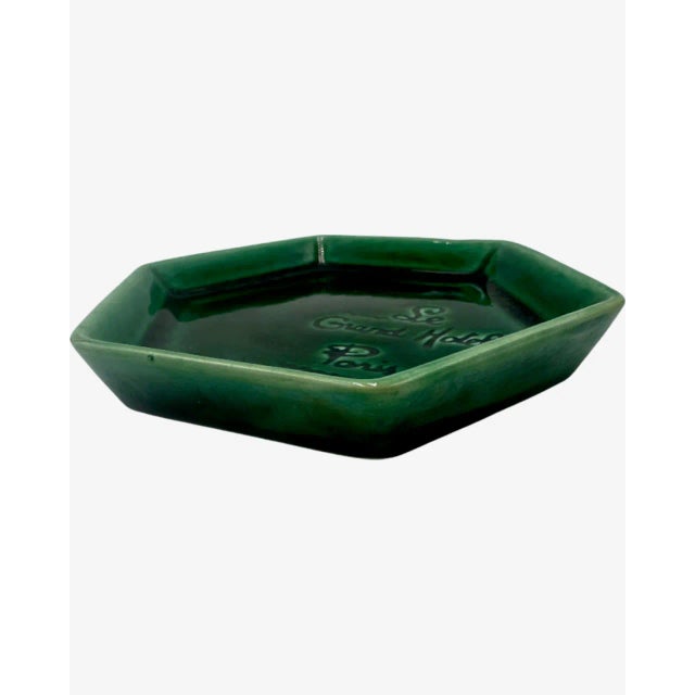 Ceramic Vintage Le Grand Hotel Paris Green Ashtray Catchall Dish For Sale - Image 7 of 9