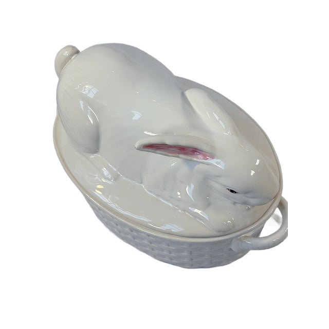 1980s Vintage "Bordallo Pinheiro" Majolica Rabbit Covered Tureen For Sale - Image 5 of 11
